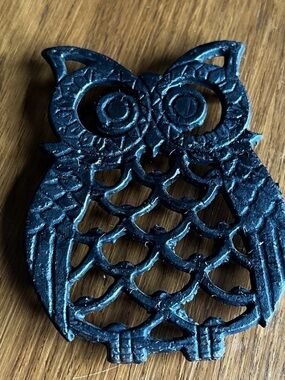 Source Unknown Black Cast Iron Owl Trivet Accent